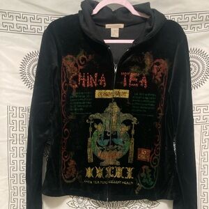 Susan Lawrence Black Hoodie with Multicolor Design